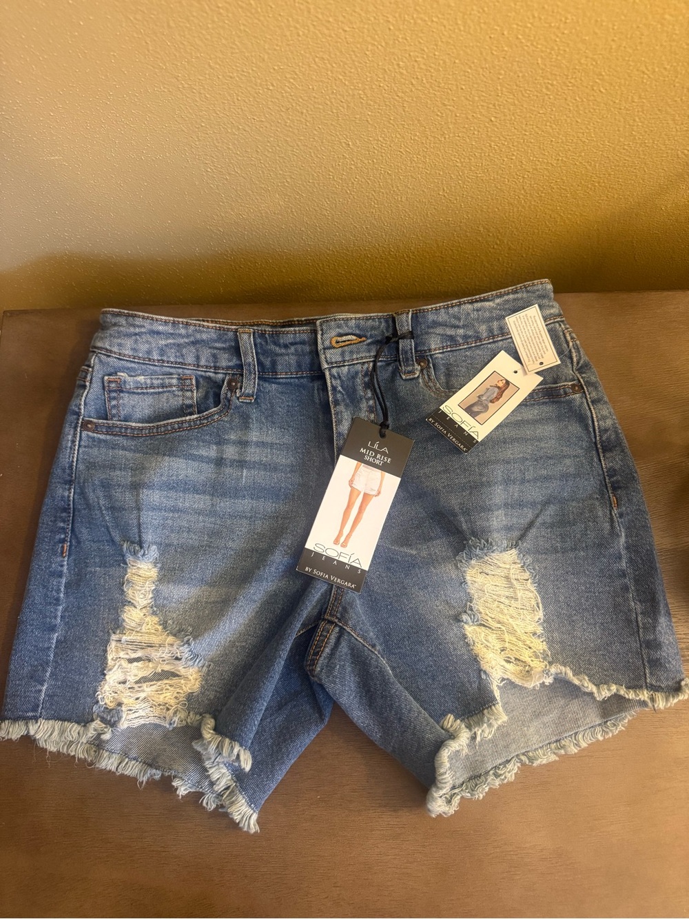 sofia by sofia vergara Distressed Light Blue Denim Shorts